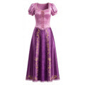Rapunzel Fairy Tale Princess Halloween Costume – Purple Satin Long Dress