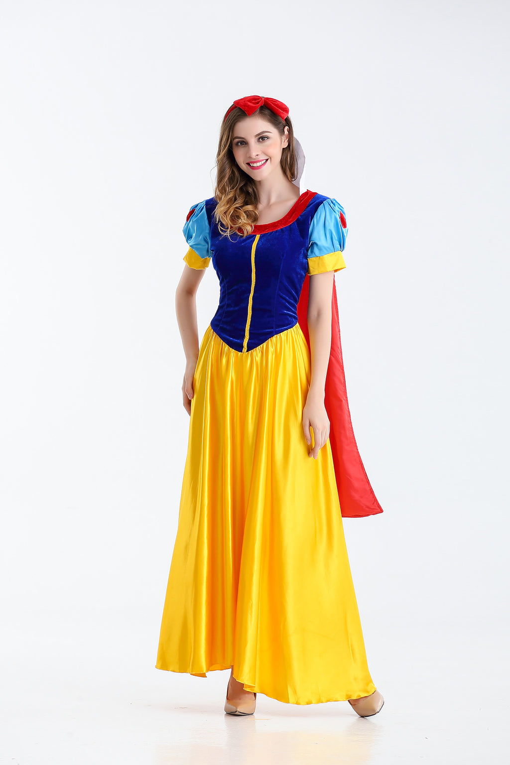 Snow White-Inspired Halloween Costume – Fairy Tale Dress with Headdress S–4XL