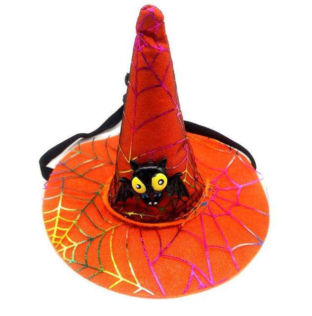 Spider Web Witch Hat, Pumpkin & Bat Hats for Dogs & Cats