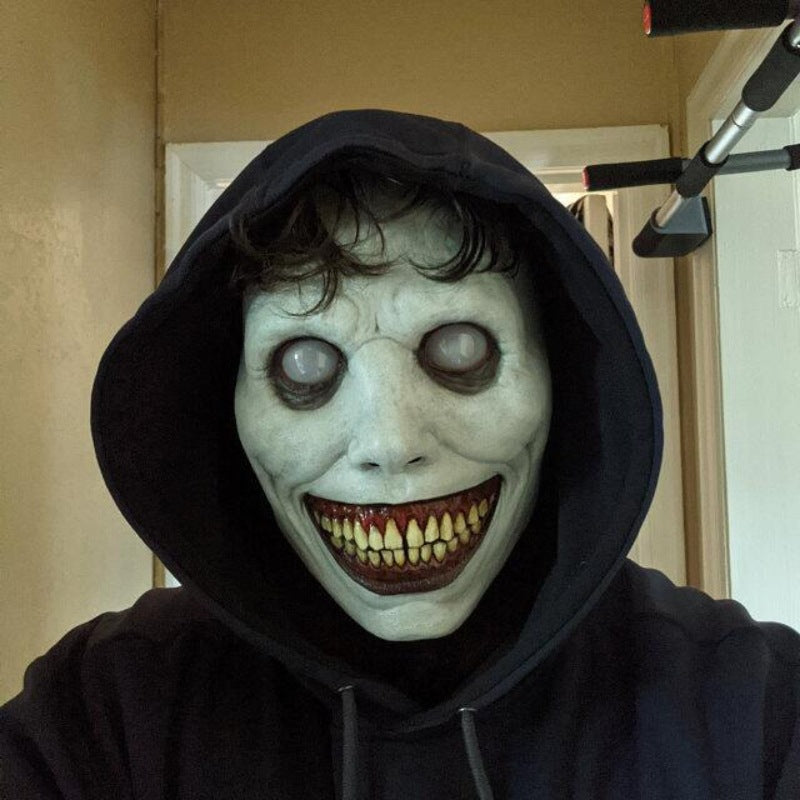 Scary White-Eyed Horror Mask – Exorcist-Inspired Halloween Demon Headgear