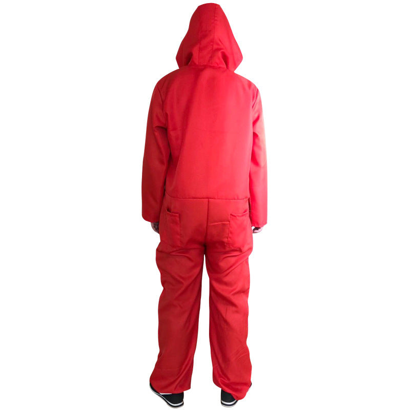 Dali Red Money Heist Halloween Costume – One-Piece Clown Cosplay Jumpsuit