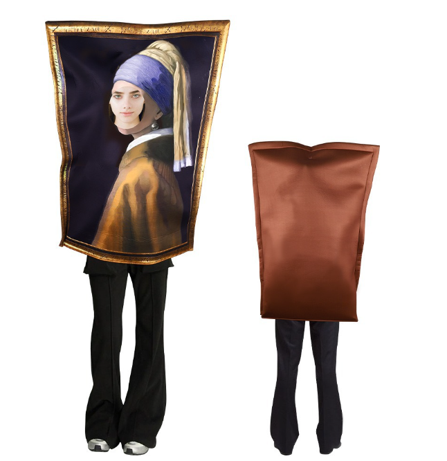 Walking Mona Lisa Halloween Costume – Funny Wearable Painting Performance Suit