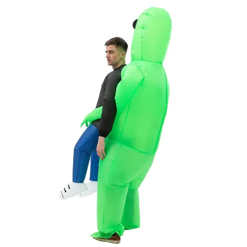 Funny Green Alien Inflatable Halloween Costume – Adult Cartoon Character Suit