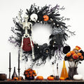 Halloween Skull & Pumpkin Wreath – Gothic Door Decor