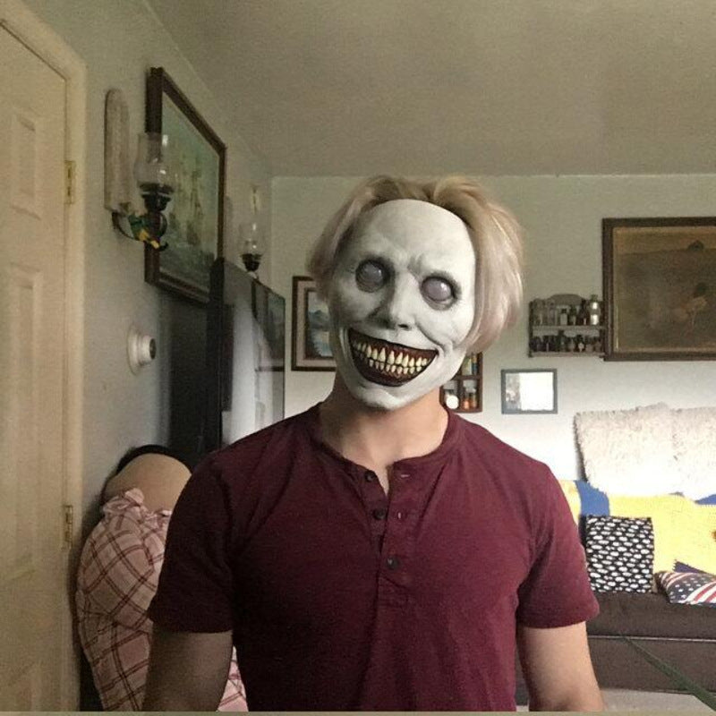 Scary White-Eyed Horror Mask – Exorcist-Inspired Halloween Demon Headgear