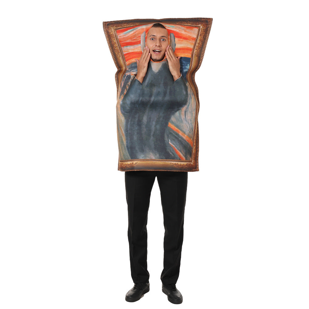 Walking Mona Lisa Halloween Costume – Funny Wearable Painting Performance Suit
