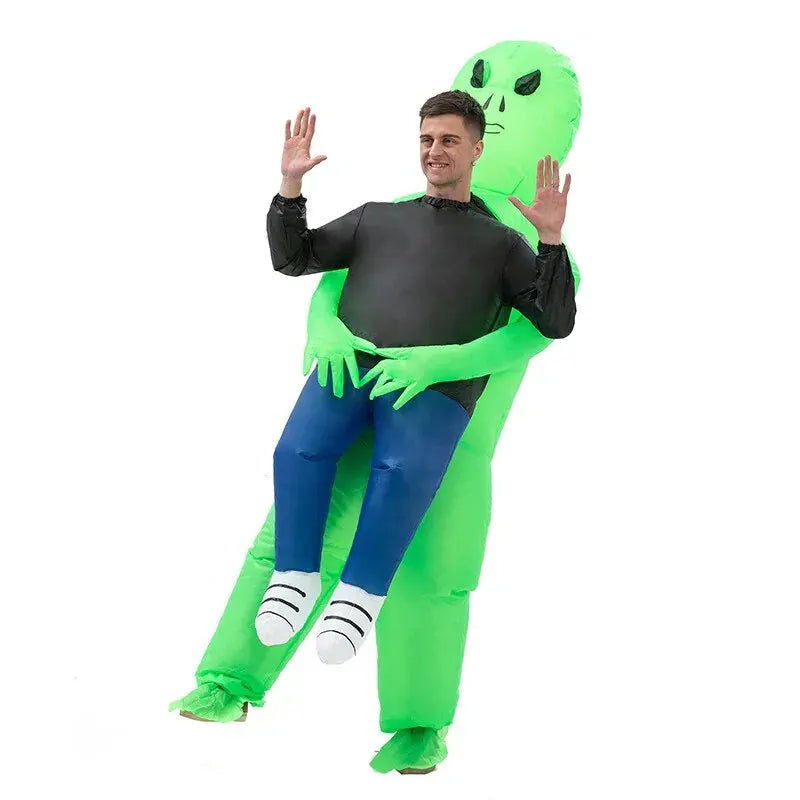 Funny Green Alien Inflatable Halloween Costume – Adult Cartoon Character Suit