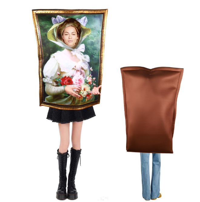 Walking Mona Lisa Halloween Costume – Funny Wearable Painting Performance Suit