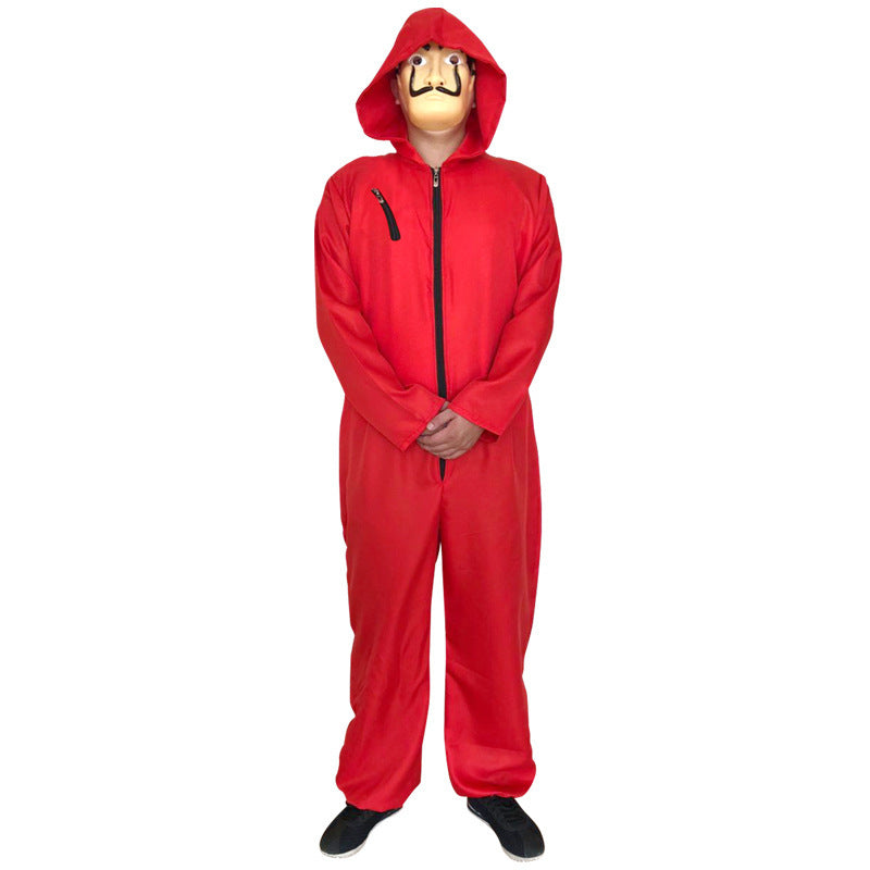 Dali Red Money Heist Halloween Costume – One-Piece Clown Cosplay Jumpsuit