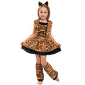 Tiger Girl Halloween Costume – Cute Sleeveless Dress with Headband & Leg Warmers
