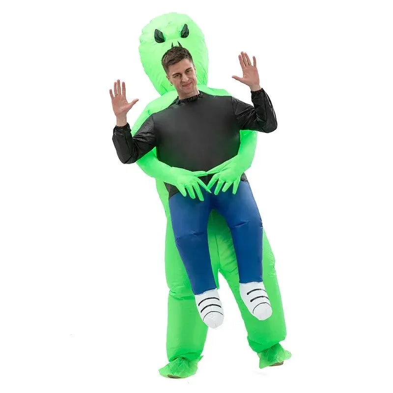 Funny Green Alien Inflatable Halloween Costume – Adult Cartoon Character Suit