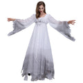 Haunting White Ghost Halloween Costume – Women’s Long Flowing Ghost Dress M–2XL