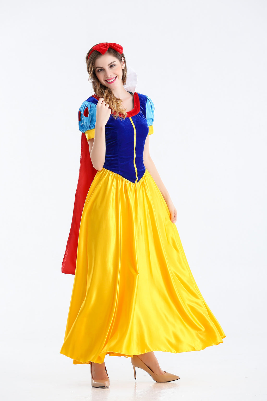 Snow White-Inspired Halloween Costume – Fairy Tale Dress with Headdress S–4XL