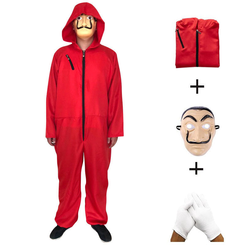 Dali Red Money Heist Halloween Costume – One-Piece Clown Cosplay Jumpsuit