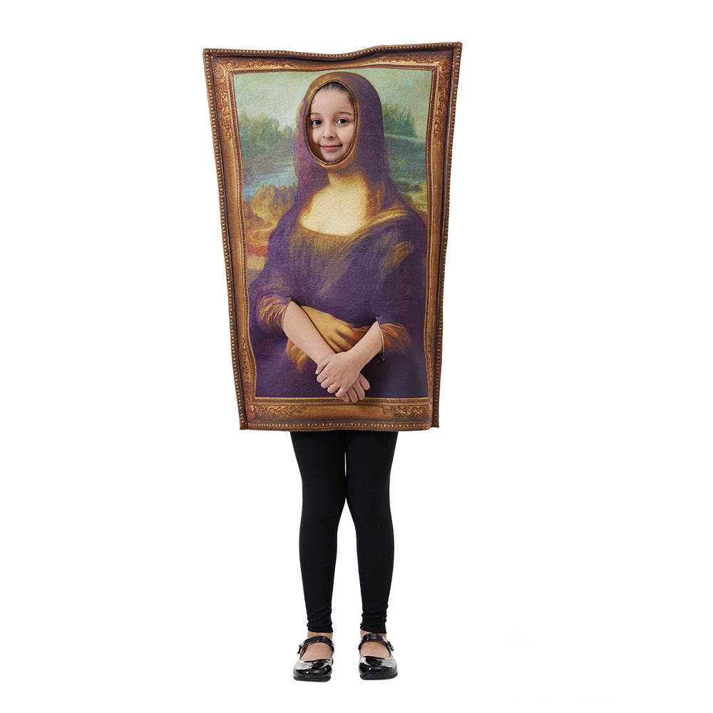 Walking Mona Lisa Halloween Costume – Funny Wearable Painting Performance Suit