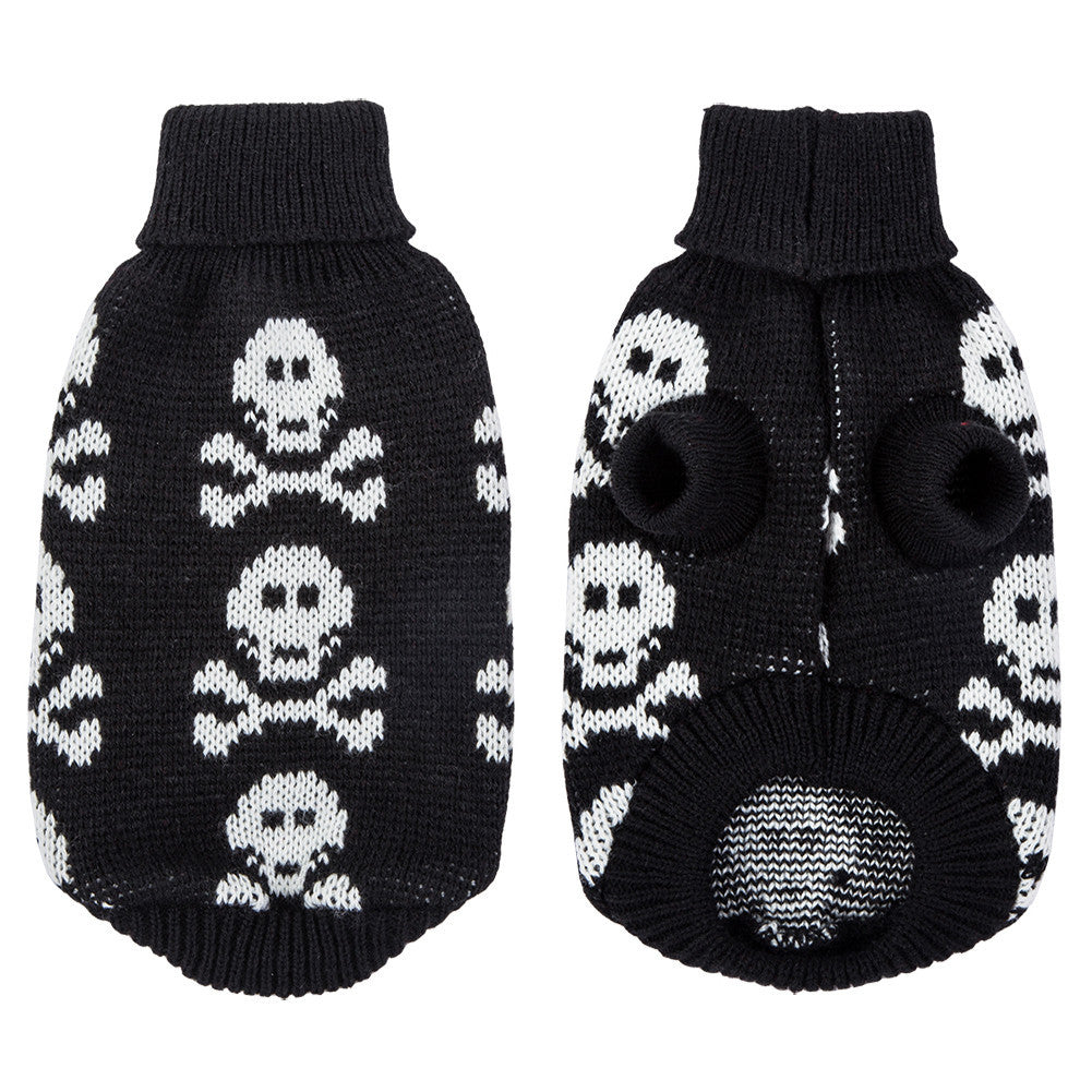 Skull Halloween Pet Sweater – Cozy Acrylic Dog & Cat Sweater for Fall & Winter