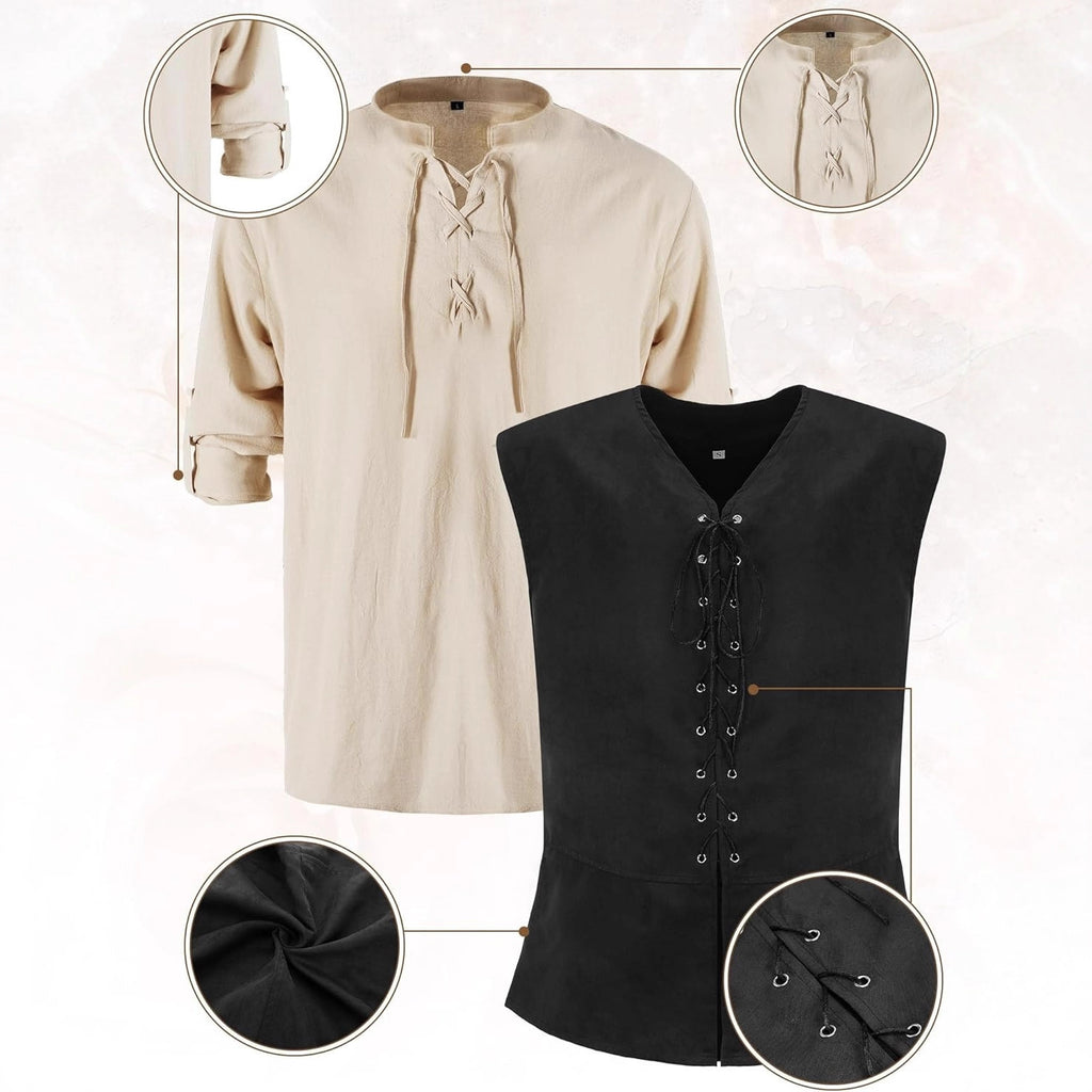 Men's Medieval Pirate Renaissance Costume Set – 7-Piece