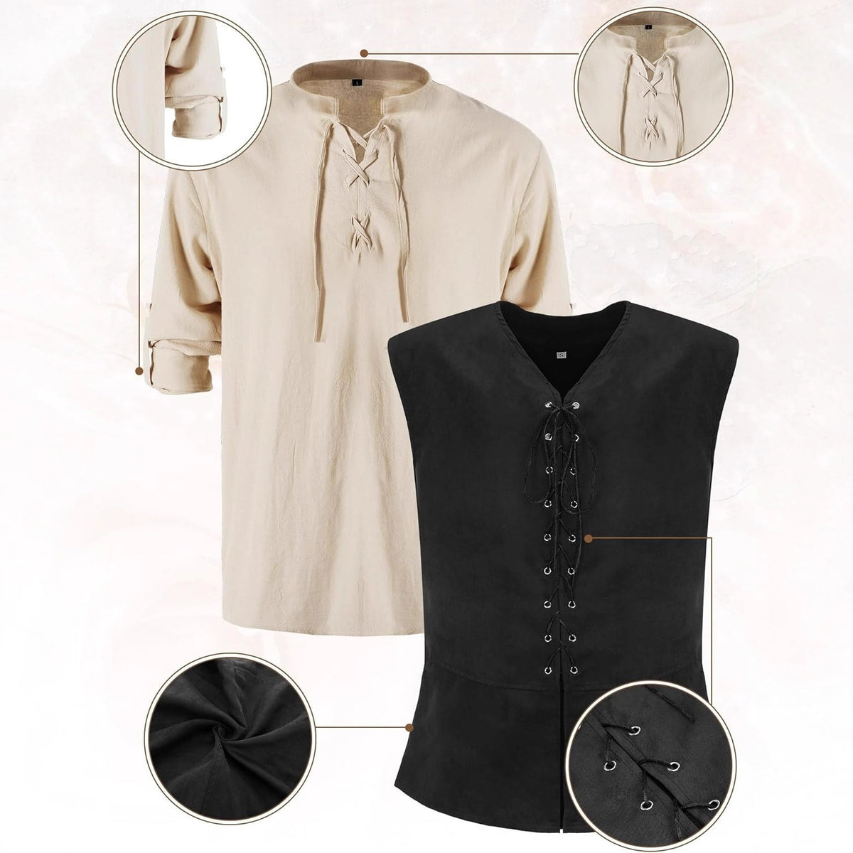Men's Medieval Pirate Renaissance Costume Set – 7-Piece