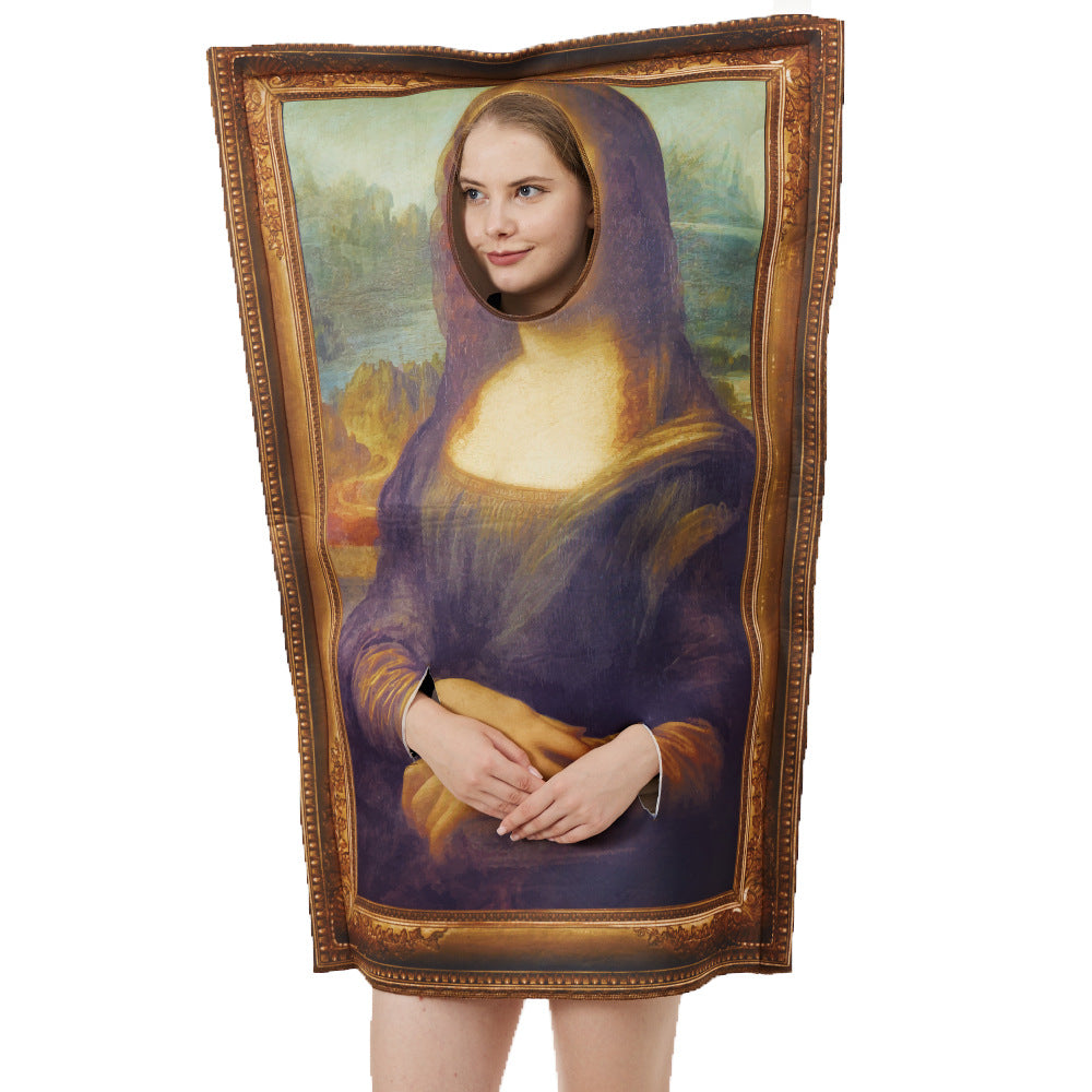 Walking Mona Lisa Halloween Costume – Funny Wearable Painting Performance Suit