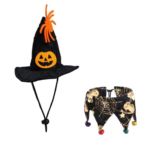 Skull Cat Halloween Costume Set – Pet Hat & Scarf Cape for Dogs & Cats