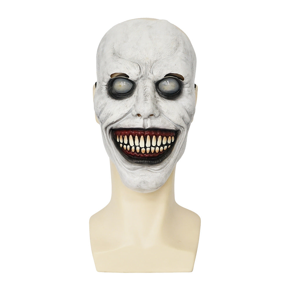 Scary White-Eyed Horror Mask – Exorcist-Inspired Halloween Demon Headgear
