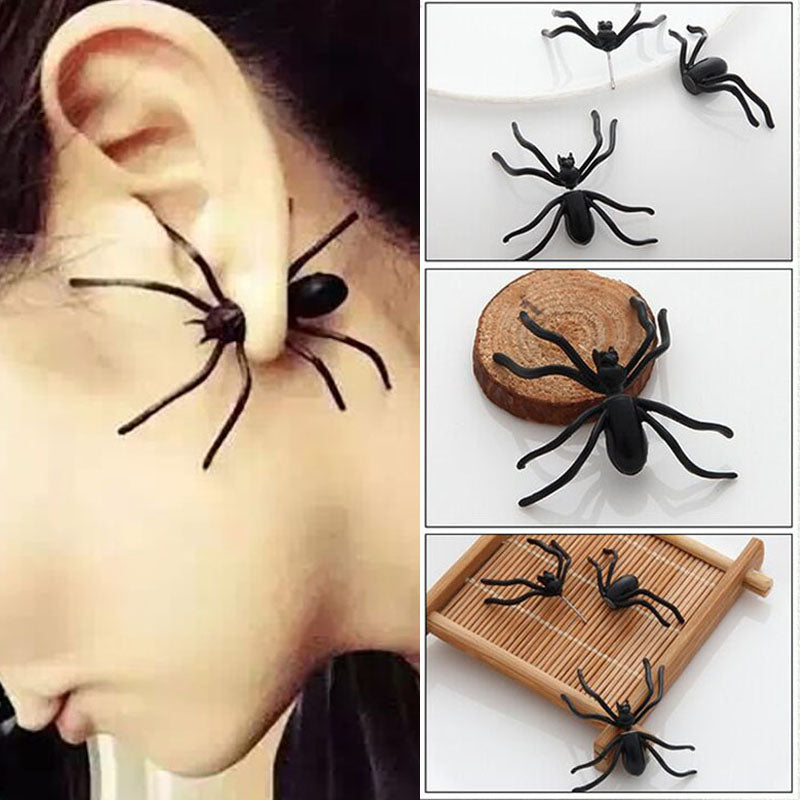 3D Black Spider Halloween Ear Stud