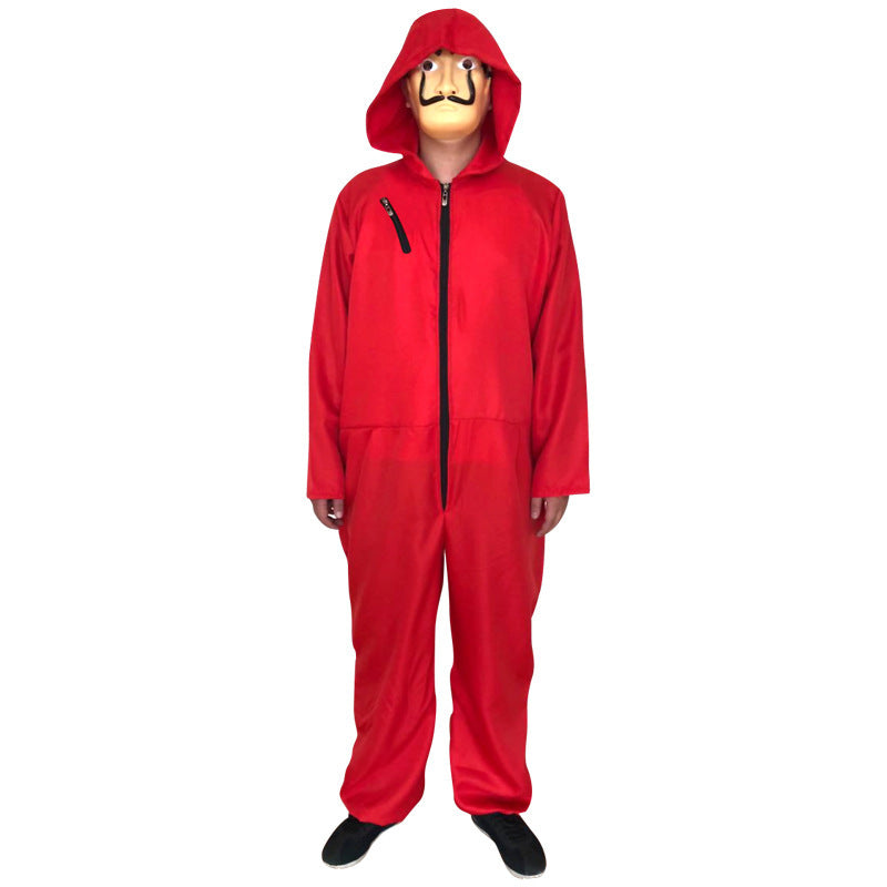 Dali Red Money Heist Halloween Costume – One-Piece Clown Cosplay Jumpsuit