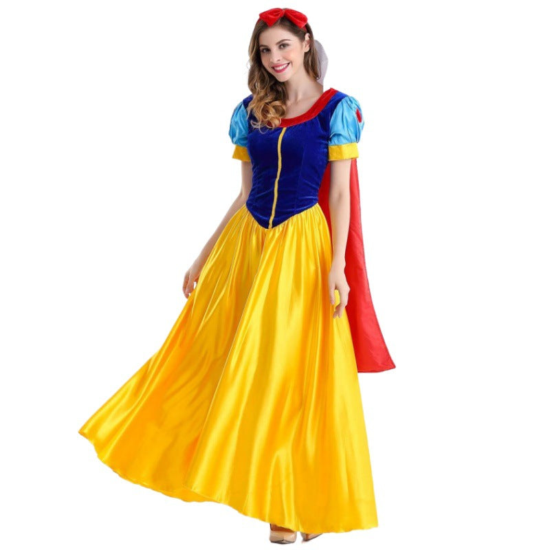Snow White-Inspired Halloween Costume – Fairy Tale Dress with Headdress S–4XL