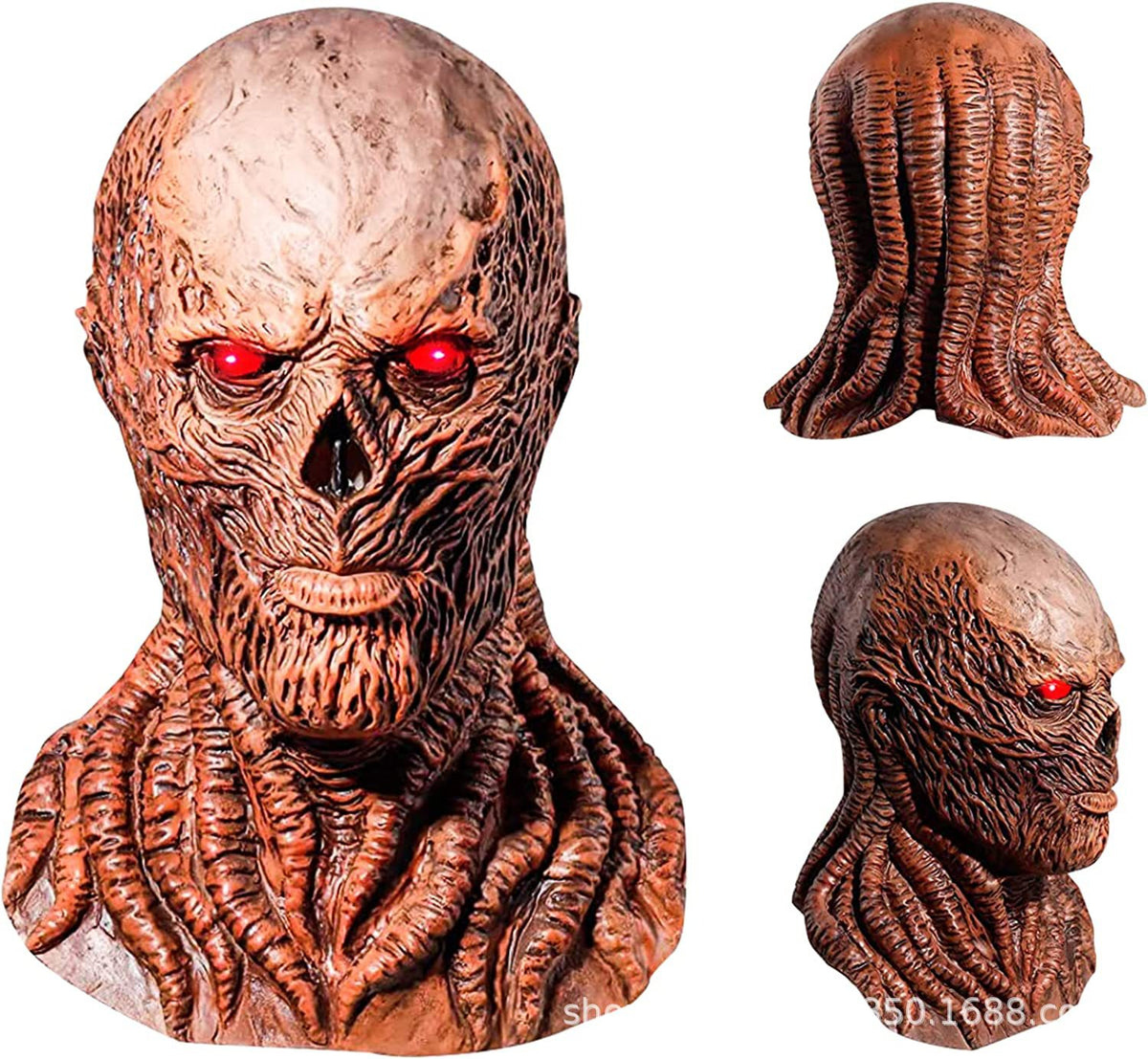 Vecna-Inspired Full Face Latex Mask – Scary Horror Halloween Costume Headgear