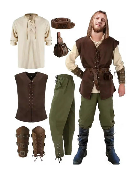 Men's Medieval Pirate Renaissance Costume Set – 7-Piece
