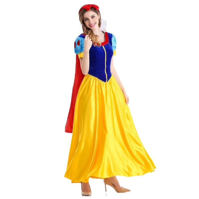 Snow White-Inspired Halloween Costume – Fairy Tale Dress with Headdress S–4XL