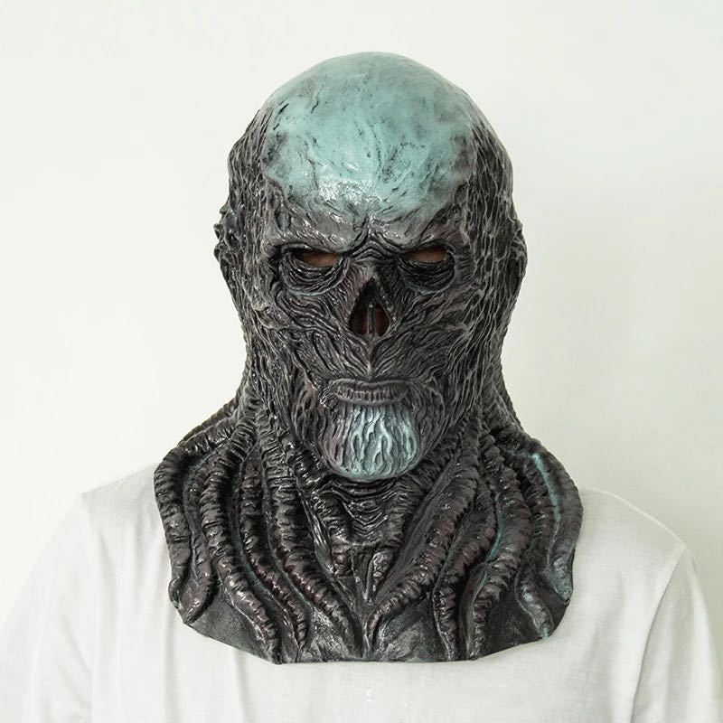 Vecna-Inspired Full Face Latex Mask – Scary Horror Halloween Costume Headgear