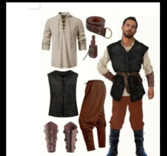 Men's Medieval Pirate Renaissance Costume Set – 7-Piece
