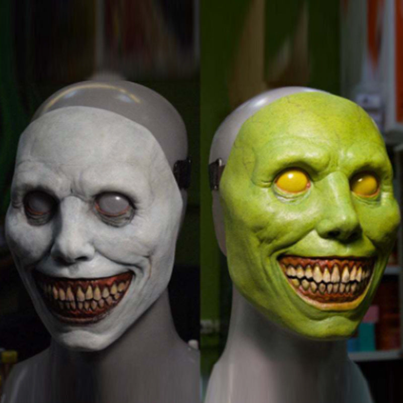 Scary White-Eyed Horror Mask – Exorcist-Inspired Halloween Demon Headgear