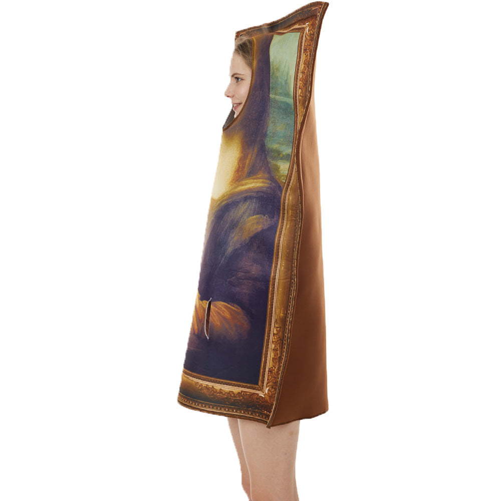 Walking Mona Lisa Halloween Costume – Funny Wearable Painting Performance Suit