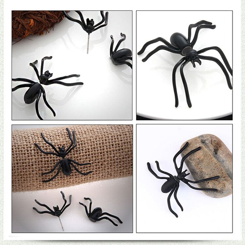 3D Black Spider Halloween Ear Stud