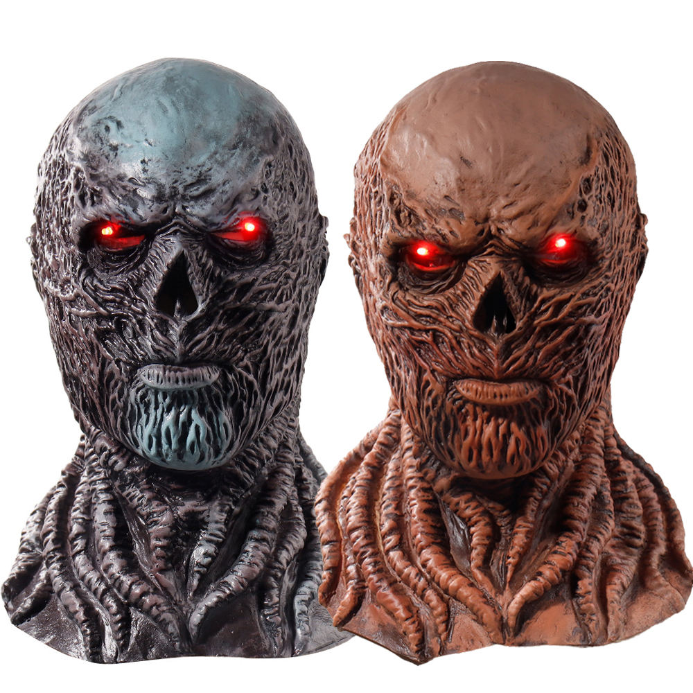 Vecna-Inspired Full Face Latex Mask – Scary Horror Halloween Costume Headgear