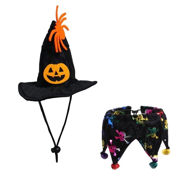 Skull Cat Halloween Costume Set – Pet Hat & Scarf Cape for Dogs & Cats