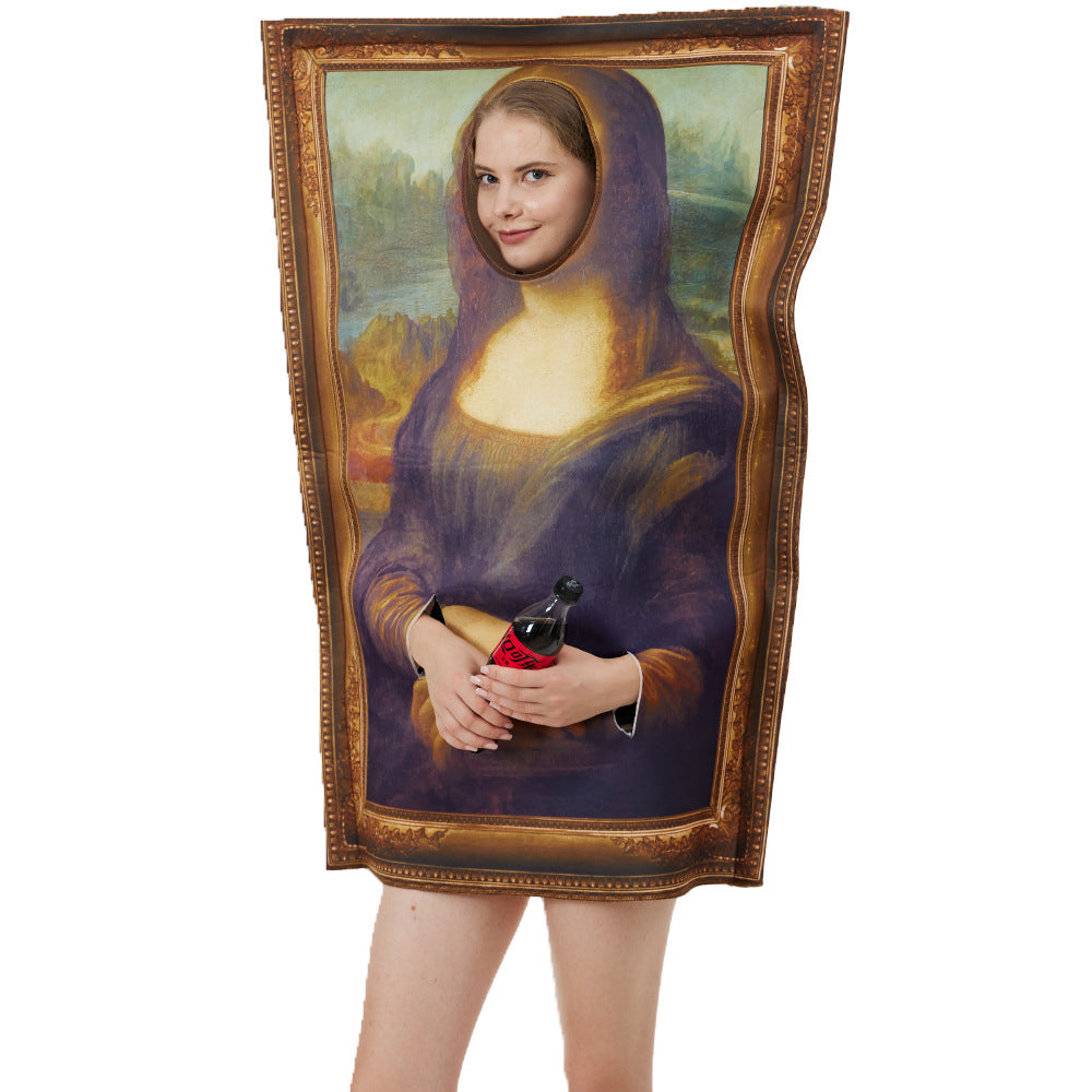 Walking Mona Lisa Halloween Costume – Funny Wearable Painting Performance Suit