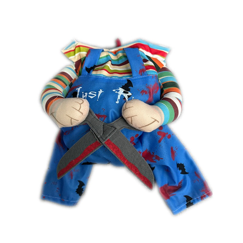 Creepy Standing Chucky-Style Dog Halloween Costume – Scissor Hands Horror Pet Outfit