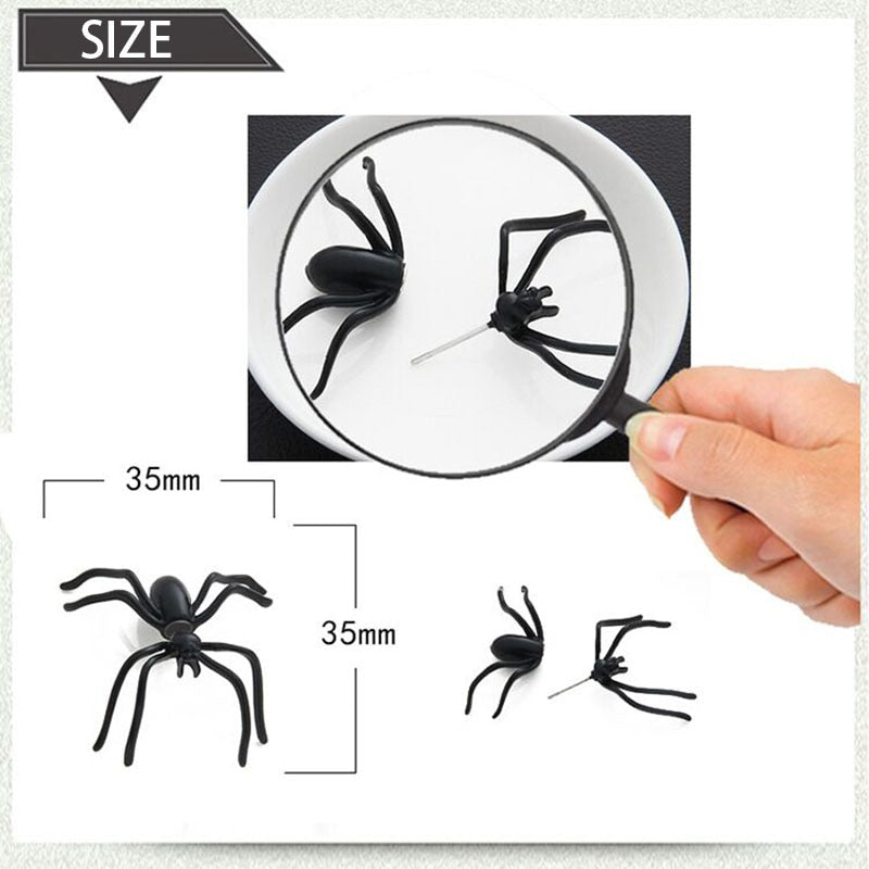 3D Black Spider Halloween Ear Stud