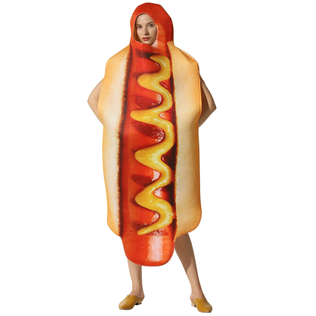 Funny Hot Dog Halloween Costume – One-Piece Adult Food Cosplay Outfit